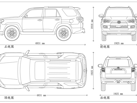 丰田超霸 福瑞纳 奔跑者 美版普拉多 丰田硬派越野cad施工图