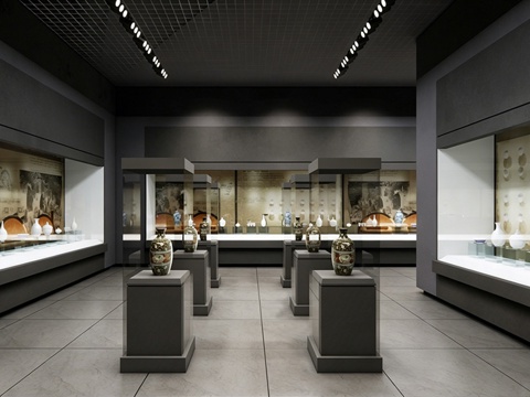 现代陶瓷博物馆 文化展厅 文化博物馆su模型