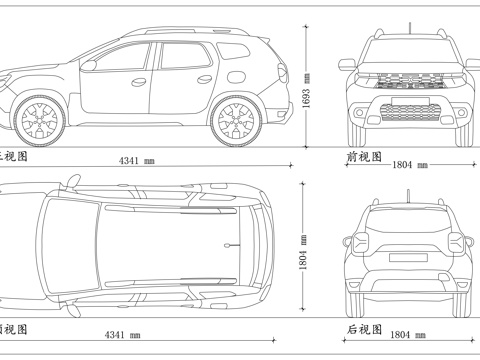 雷诺达斯特 达契亚达斯特 达斯特冒险者 平民四驱SUV 进口cad施工图