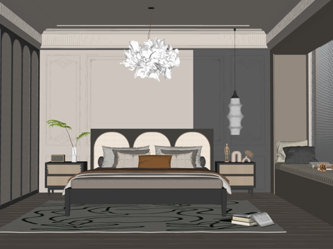 客餐厅 家装 阳台 卫生间su模型