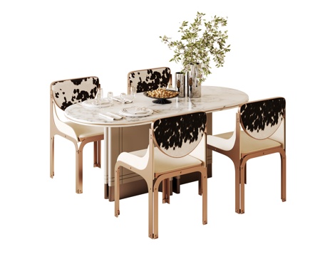 意式轻奢餐桌椅su模型