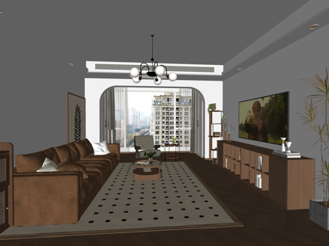 家装 门窗 厨房 客厅su模型