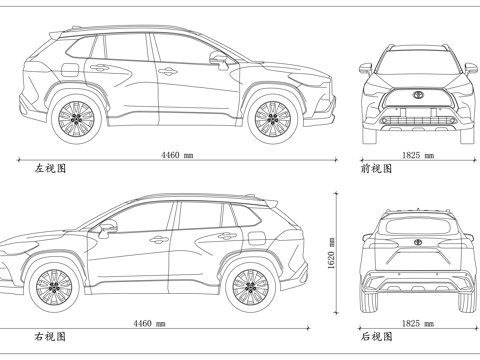 小荣放 卡罗拉SUV 锐放SUV 丰田锐放 家用紧凑型SUVcad施工图