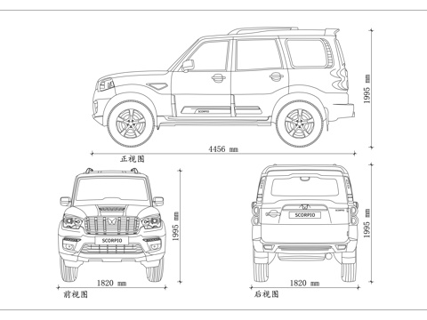 马恒达Goa 天蝎座N 天蝎经典 印度中大型SUV 七座硬派cad施工图