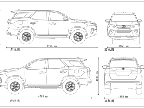 丰田穿越者 奔跑者 丰田奔跑者 穿越者SUV 硬派穿越者cad施工图