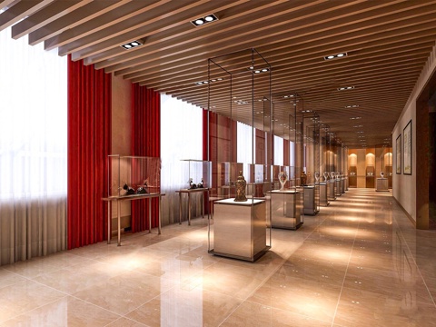 现代瓷器文化展厅 瓷器博物馆 展台su模型