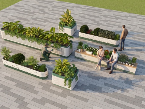 现代花箱  网红花箱   金属花箱  花池su模型