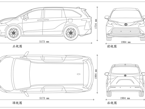 丰田赛那 丰田塞纳 奶爸神车 小埃尔法 丰田Granviacad施工图