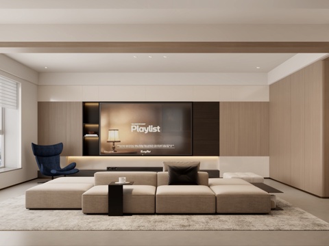  轻奢极简意式大平层客餐厅 意式极简客餐厅3d模型 