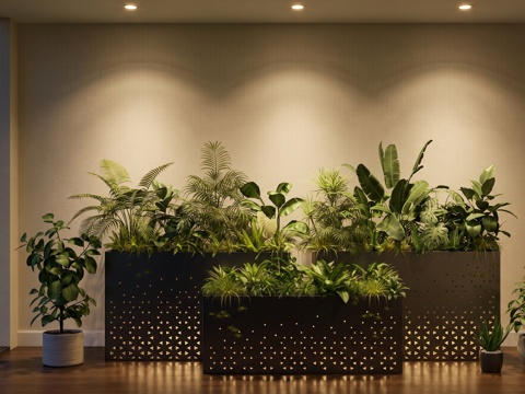 现代花箱  网红花箱su模型