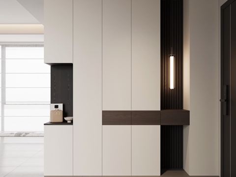 现代意式玄关 玄关柜 鞋柜su模型