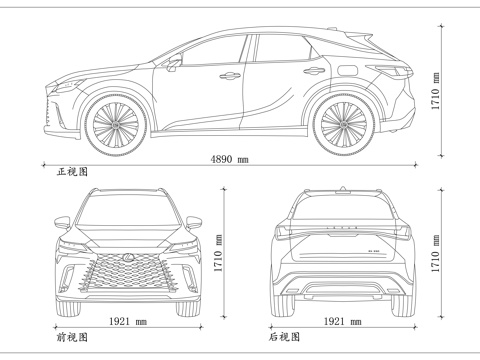 雷克萨斯RX 豪华中型SUV 混动旗舰SUV 进口雷克萨斯cad施工图