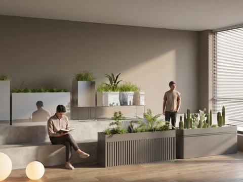 现代花箱  网红花箱   金属花箱su模型