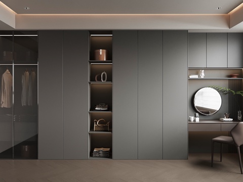 现代意式衣帽间su模型