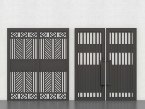 双开门 入户门su模型