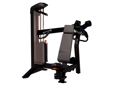 运动器材 健身器材 健身房设备 坐姿推肩器su模型