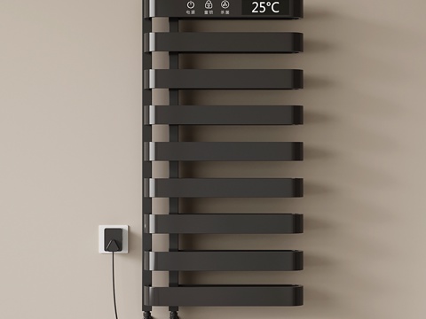 现代电加热毛巾架 热烘浴巾架 浴室热烘干架 小背篓 暖气片3d模型