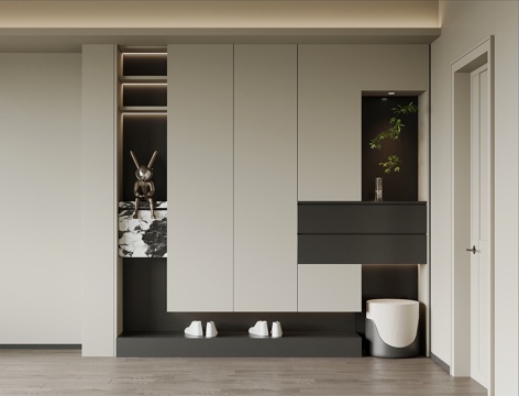 现代玄关 入户鞋柜su模型