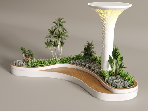 现代景观 卡座 造型柱su模型