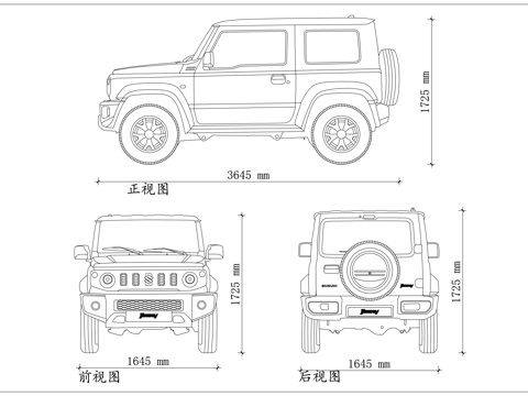 吉姆尼越野 迷你牧马人 小方盒子 越野小玩具 铃木小Gcad施工图