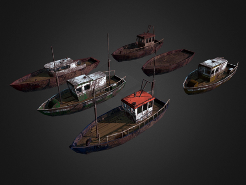 废料场船只su模型