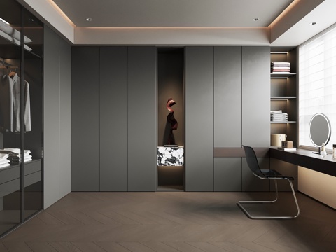 现代意式衣帽间su模型