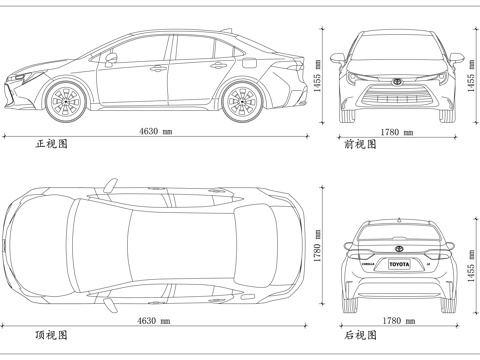 丰田花冠 卡罗拉轿车 家用神车 丰田家轿 经典花冠cad施工图