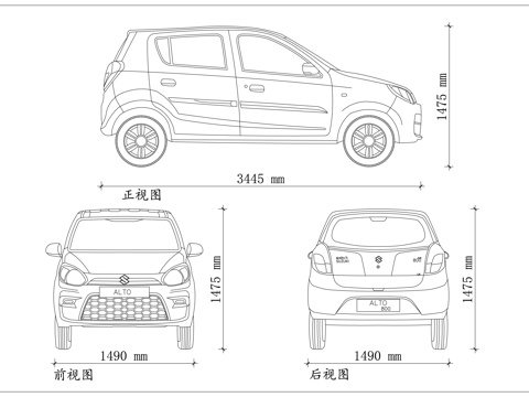 奥拓微轿 微型代步车 日系小奥拓 经典微型车 铃木小代步cad施工图