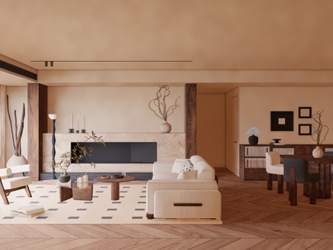 茶室 厨房 客厅 衣帽间su模型