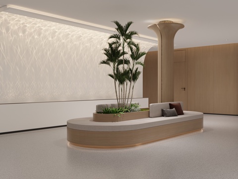 现代景观 卡座 造型柱su模型