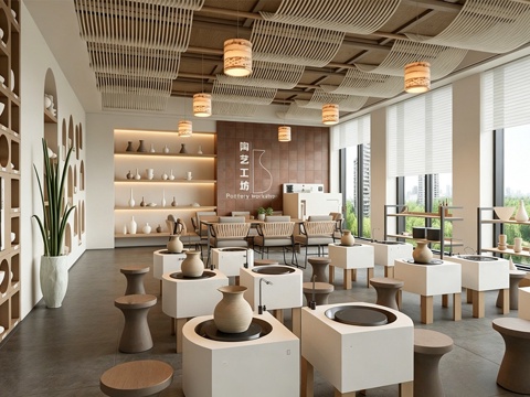 侘寂现代手工坊 侘寂陶艺工坊su模型