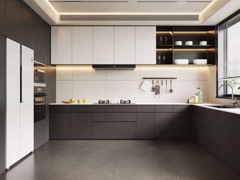 现代意式厨房su模型