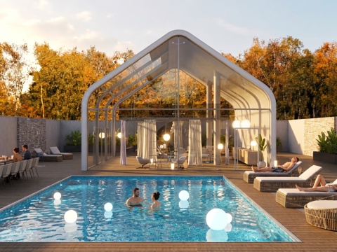 阳光房全案设计会所户外景观会客厅餐厅泳池派对su模型