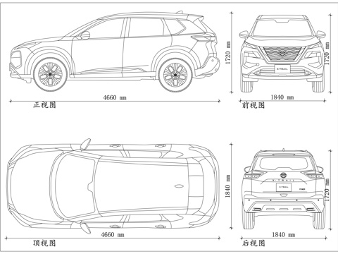 智勇硬汉 四驱城市SUV 家用中型SUV 跨界越野SUVcad施工图