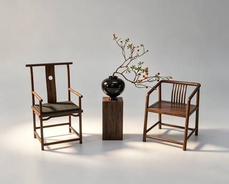 新中式单椅su模型