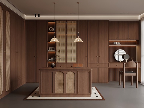 中古风衣帽间su模型