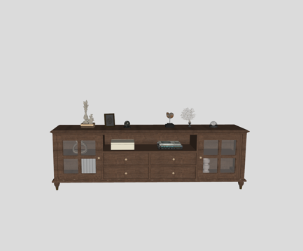 中古风装饰柜su模型