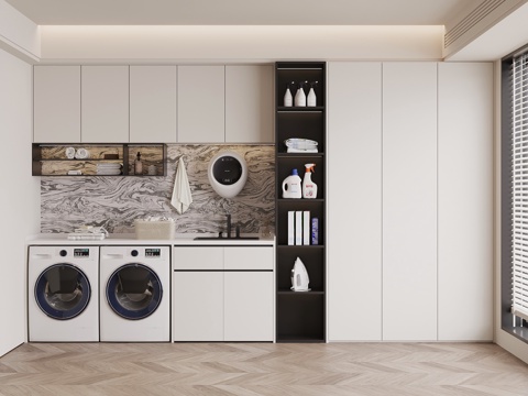 现代意式洗衣房su模型