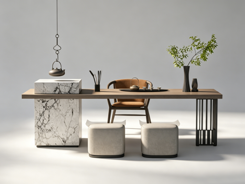 现代茶桌su模型