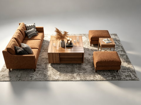 现代客厅沙发su模型