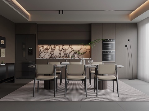 意式餐厅su模型