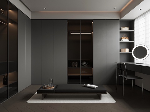 现代意式衣帽间su模型