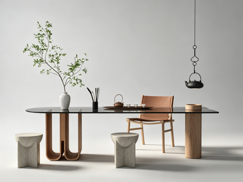 现代茶桌su模型