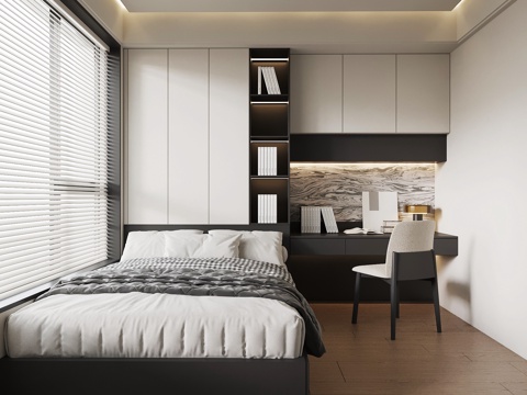 现代榻榻米卧室su模型