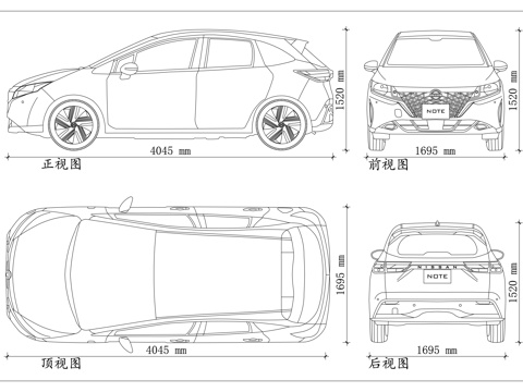 骊威 维萨Note 小型两厢车 日系小型MPV 家用紧凑型车cad施工图