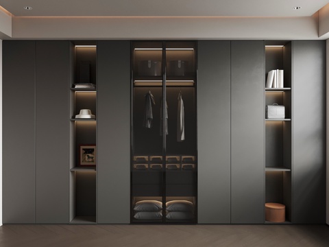 现代衣帽间su模型