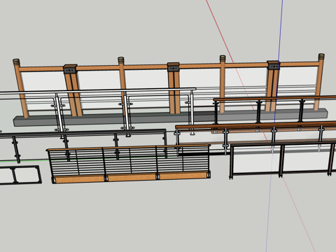 护栏金属护栏su模型
