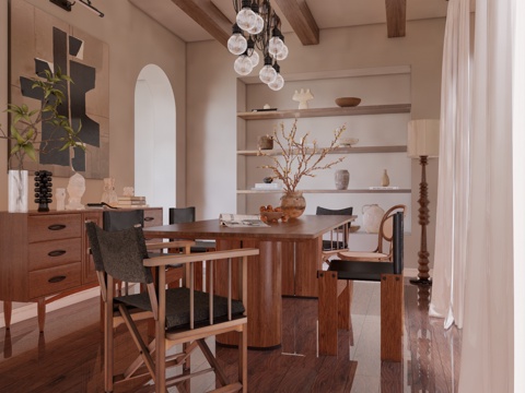 餐厅 客餐厅 卫生间 家装 门窗su模型