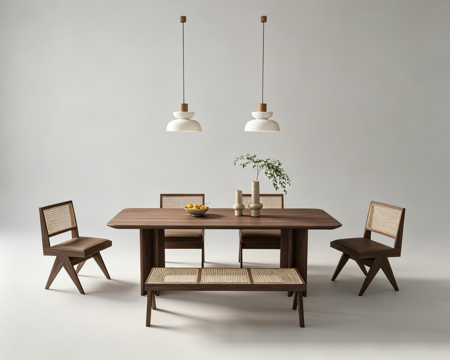 侘寂餐桌休闲桌椅su模型