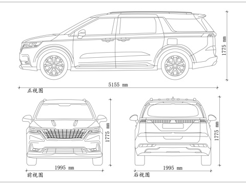 起亚嘉华 起亚威客 韩系大MPV 豪华七座MPV 家用商务Mcad施工图